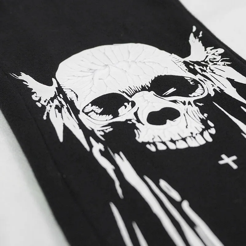 Gothic Punk Black Skull Leggings for Women / Female Clothing in Alternative Style