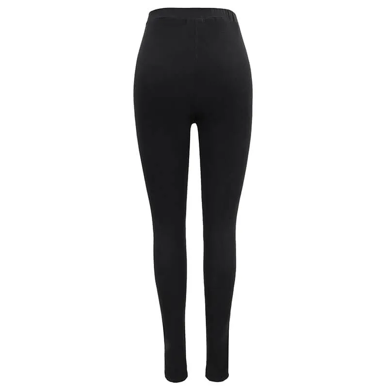 Gothic Punk Black Skull Leggings for Women / Female Clothing in Alternative Style