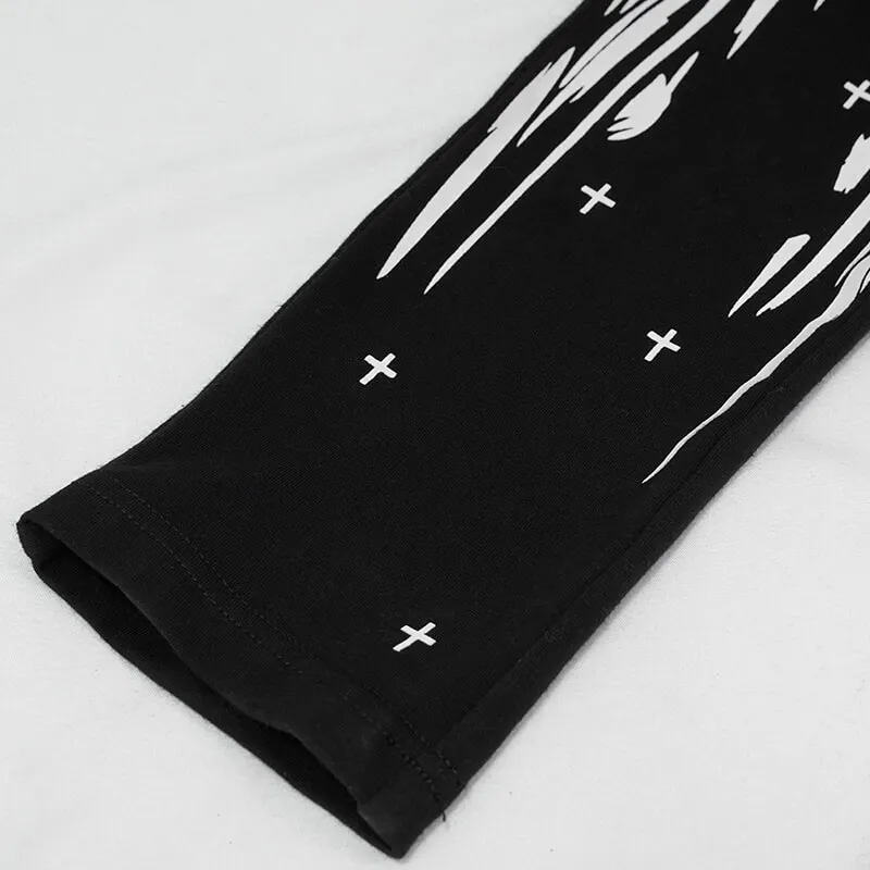 Gothic Punk Black Skull Leggings for Women / Female Clothing in Alternative Style
