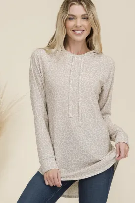 HC - Leopard Print Mock Neck Hoodie (two colors available) - FINAL SALE