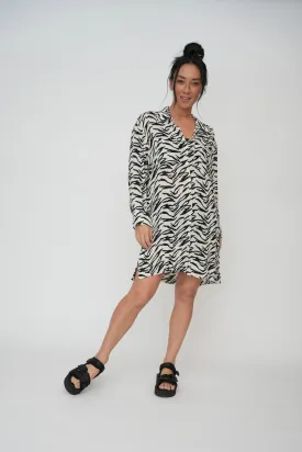 Hint of Spring Shirt Dress - Zebra