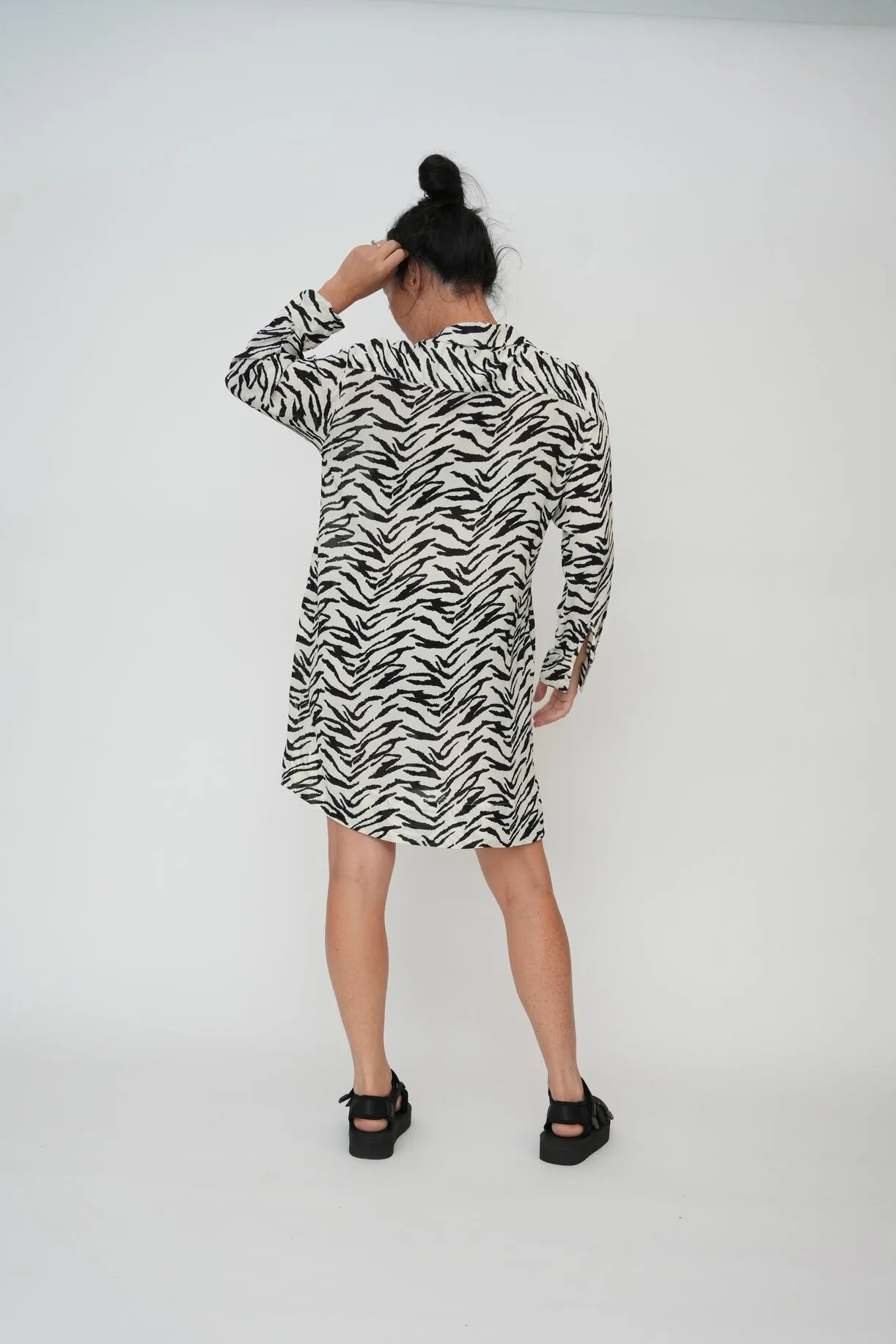 Hint of Spring Shirt Dress - Zebra