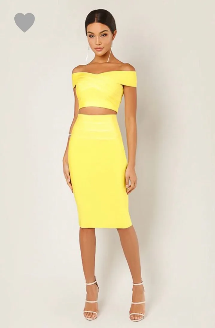 HORIZON Bandage Skirt in Lime Yellow