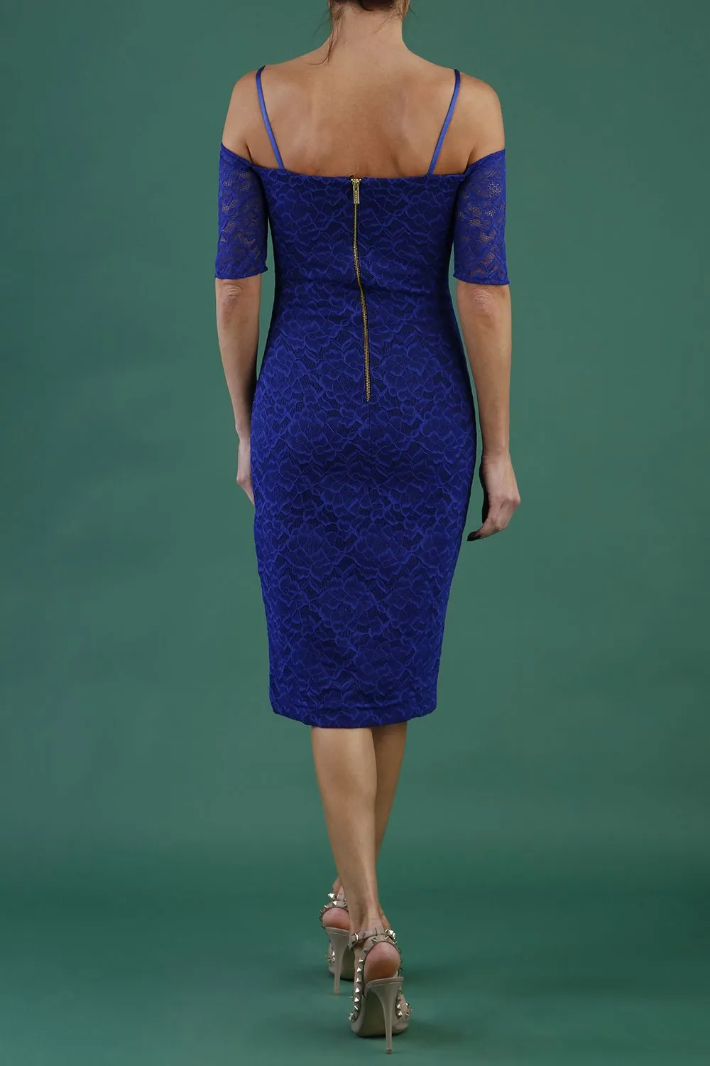 HYBRID ISLA CREPE BARDOT LACE DRESS