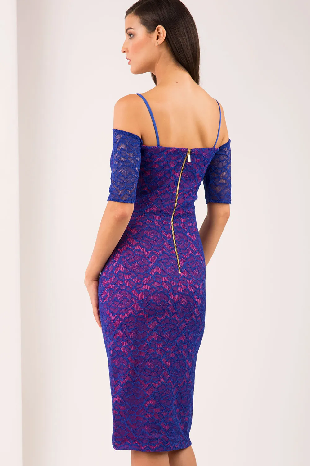 HYBRID ISLA CREPE BARDOT LACE DRESS