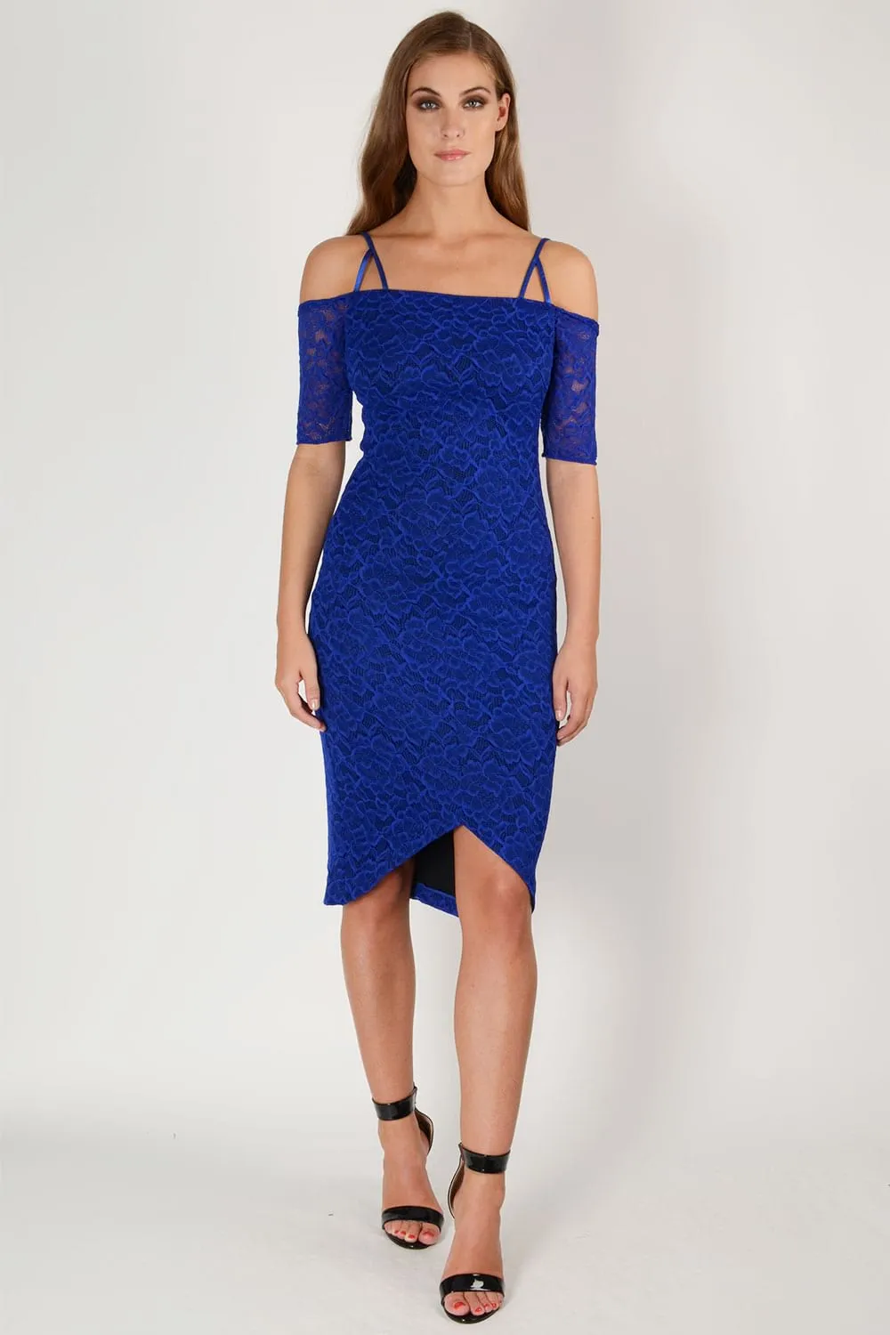 HYBRID ISLA CREPE BARDOT LACE DRESS