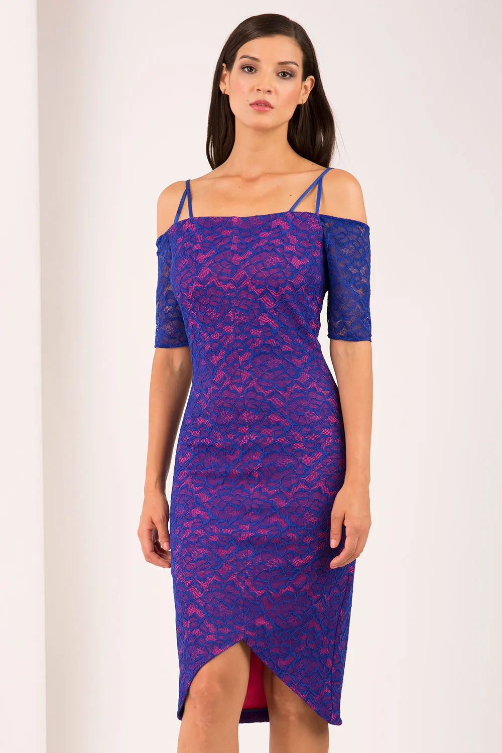 HYBRID ISLA CREPE BARDOT LACE DRESS