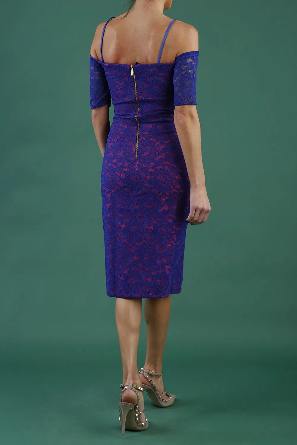 HYBRID ISLA CREPE BARDOT LACE DRESS