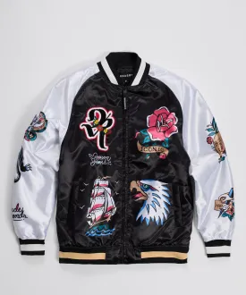 Iconic Satin Bomber Jacket - Black