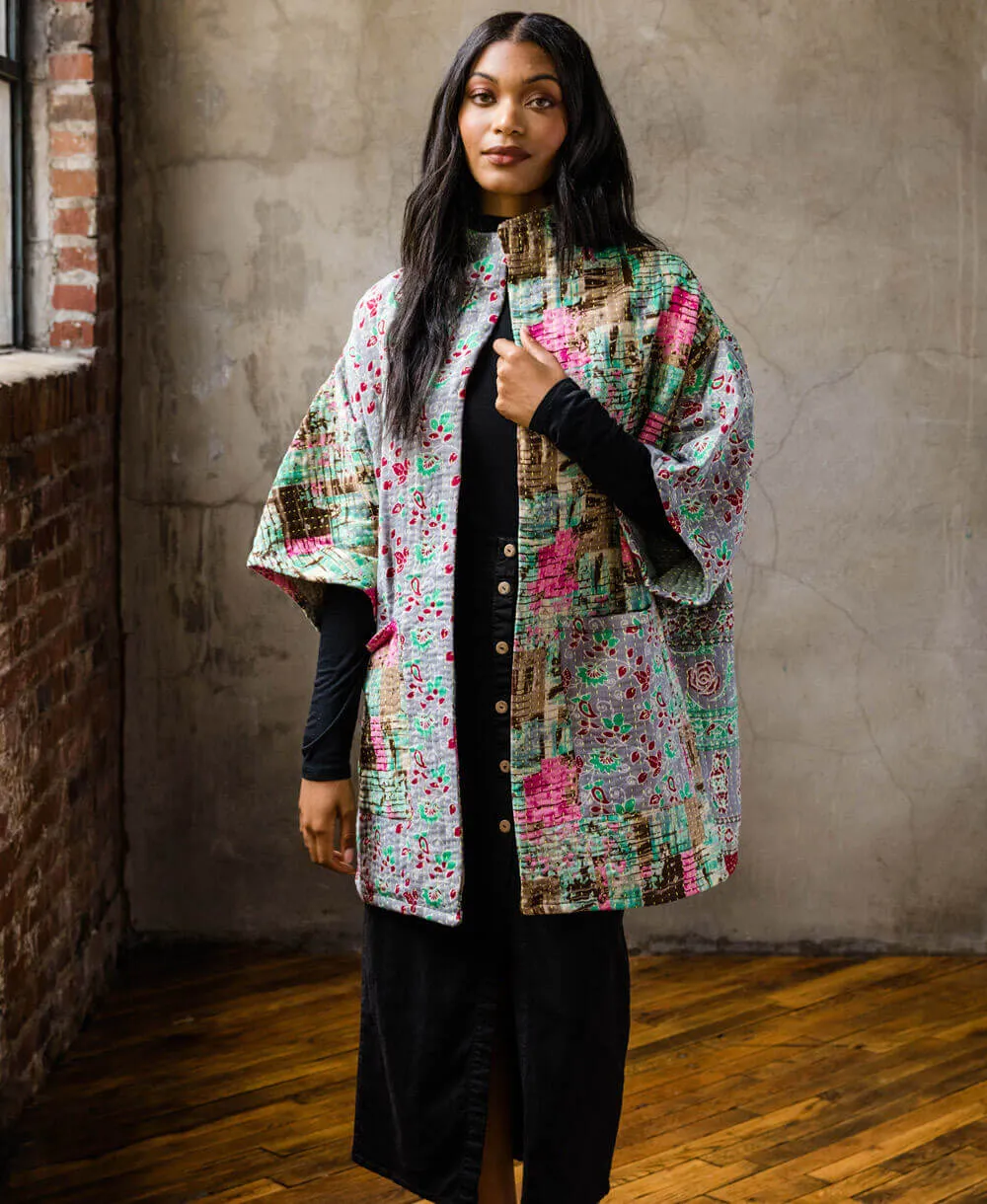 Kantha Cocoon Quilted Jacket - No. 230430 - Large
