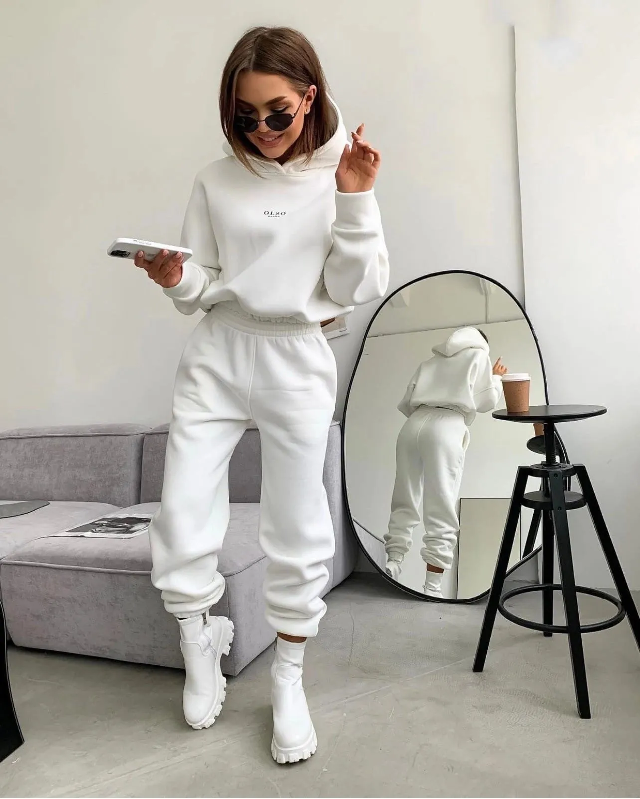 Knitted Fleece Two-Piece Lounge Set - Women’s Cozy Casual Suit