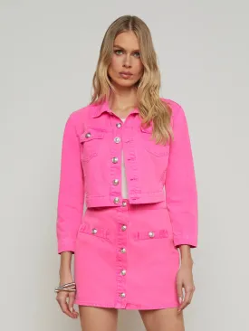 La1914 Hot Pink Cropped Denim Jacket