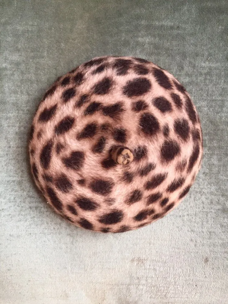 Leopard print mini beret/fascinator
