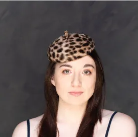 Leopard print mini beret/fascinator