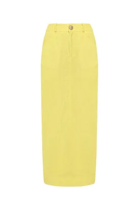 Lilia Pencil Back Slit Tweed Midi Skirt