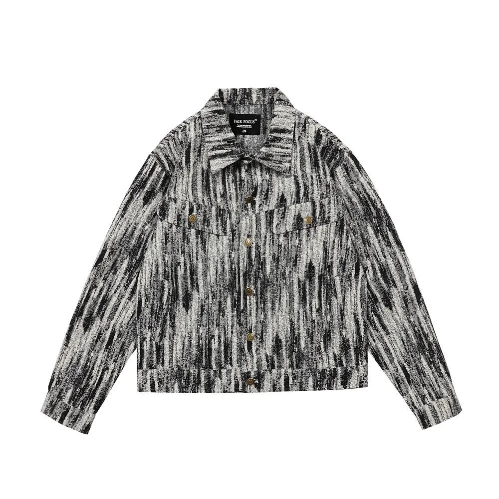 Men Denim Coat Jean Jackets Snowflake Washed Tie-Dye Denim Jacket Top Men Loose Lapels Denim Jacket