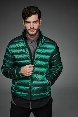 Men Short bomber style down jacket MURRAY Green Forest