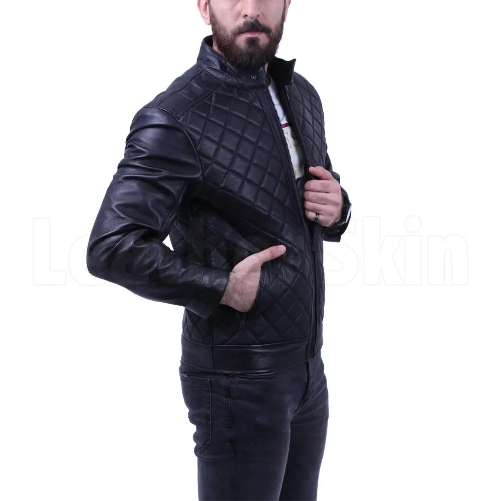 Men's Diamond Quilted Genuine Leather Jacket