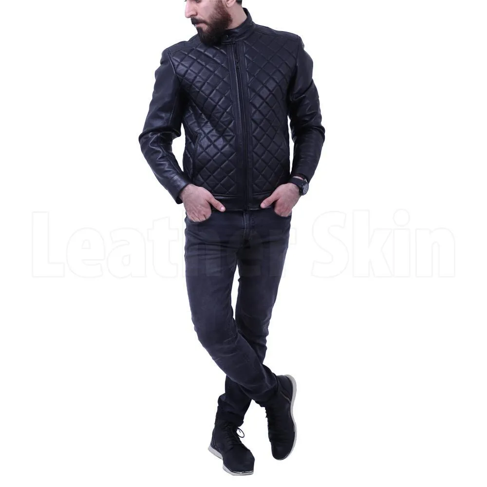 Men's Diamond Quilted Genuine Leather Jacket