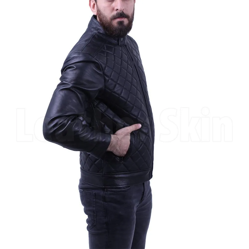 Men's Diamond Quilted Genuine Leather Jacket