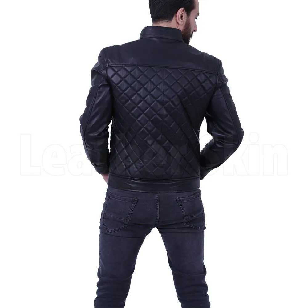 Men's Diamond Quilted Genuine Leather Jacket
