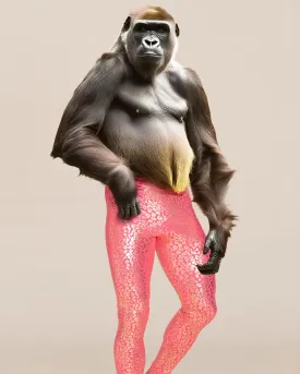 Men's Metallic Leggings | Neon Metallic Pink Leopard