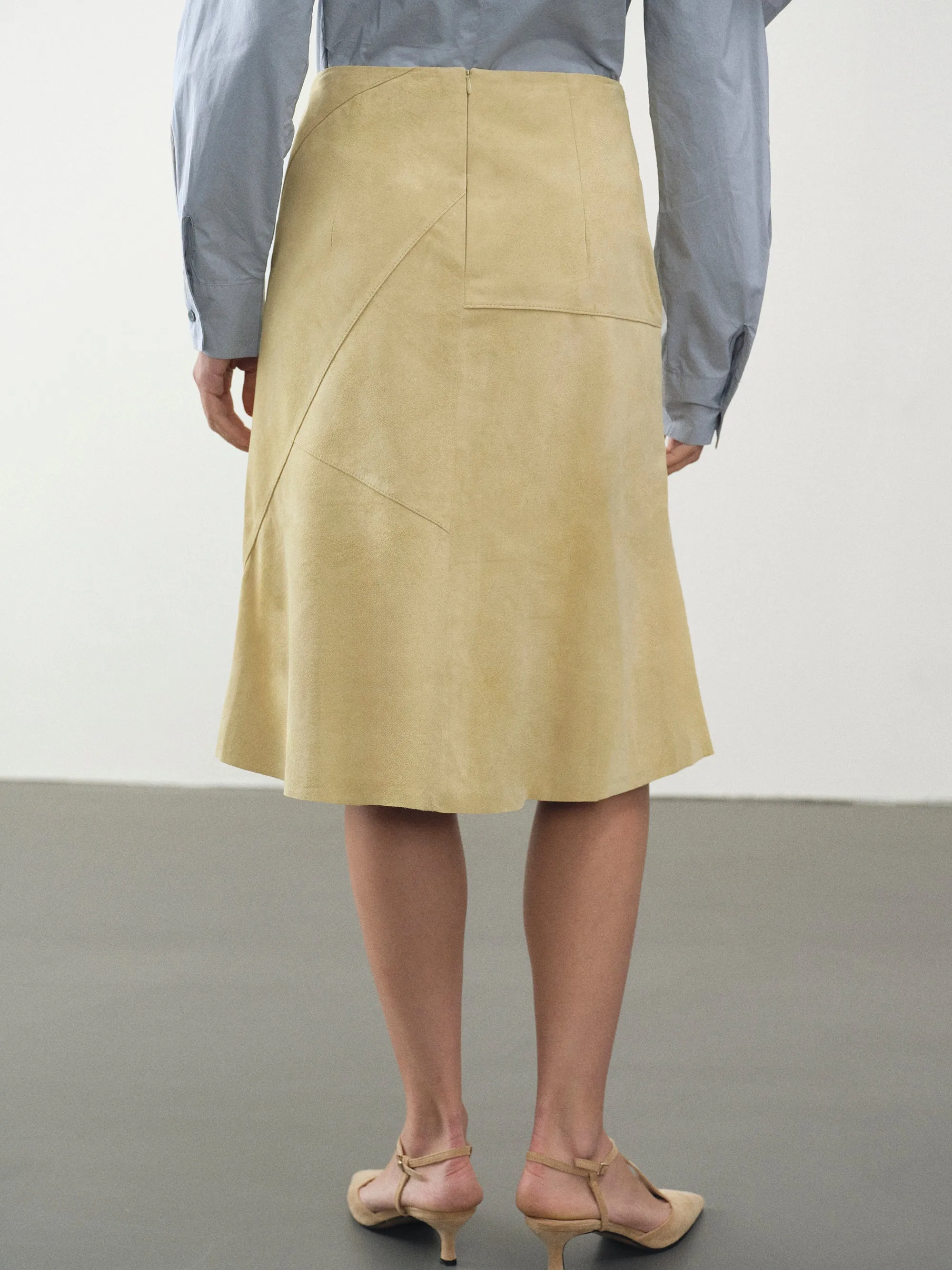 Mila Suede Midi Skirt, Yellow