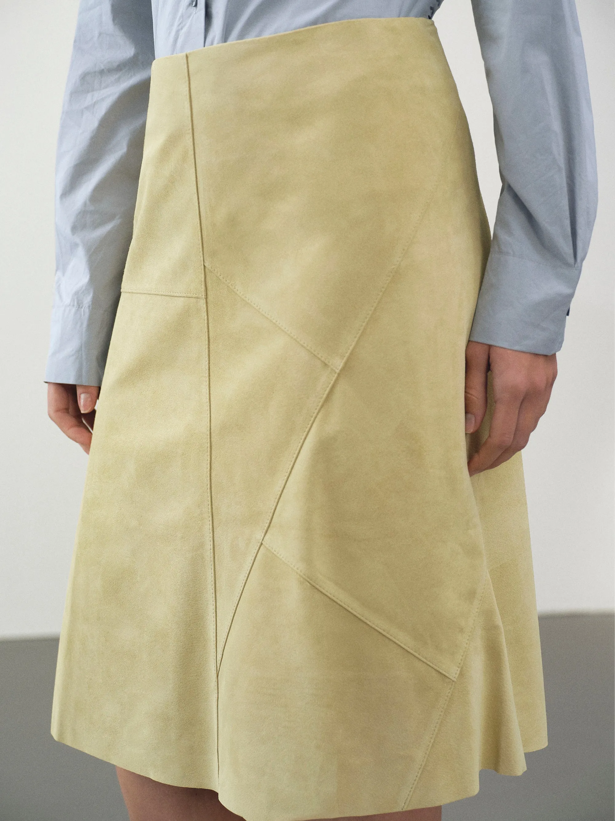 Mila Suede Midi Skirt, Yellow