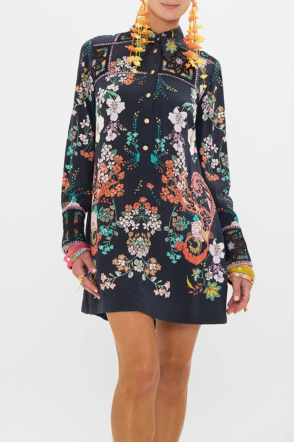 MINI SHIRT CROCHET DRESS WE WORE FOLKLORE