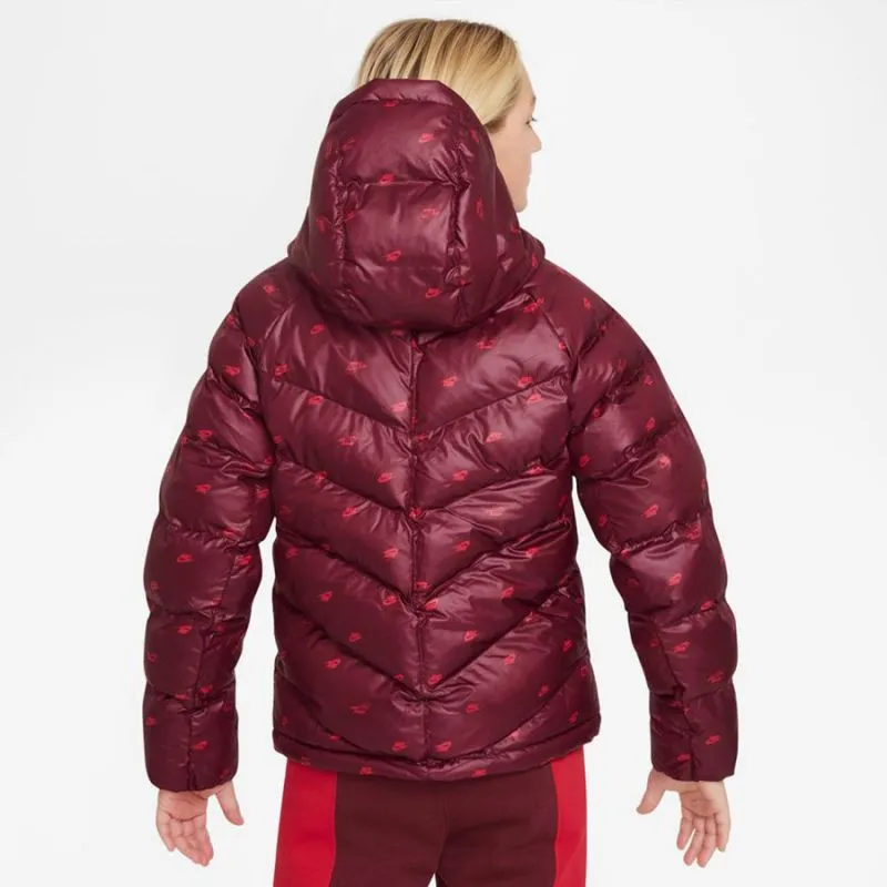 Nike Jr. Black Down-Filled Winter Jacket with Hood and Pockets