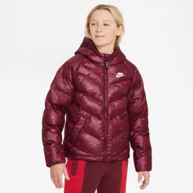 Nike Jr. Black Down-Filled Winter Jacket with Hood and Pockets