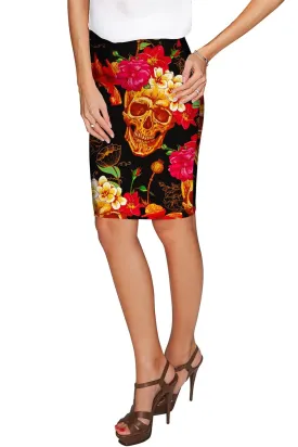 No Doubt Carol Black Printed Stretch Pencil Skirt - Women