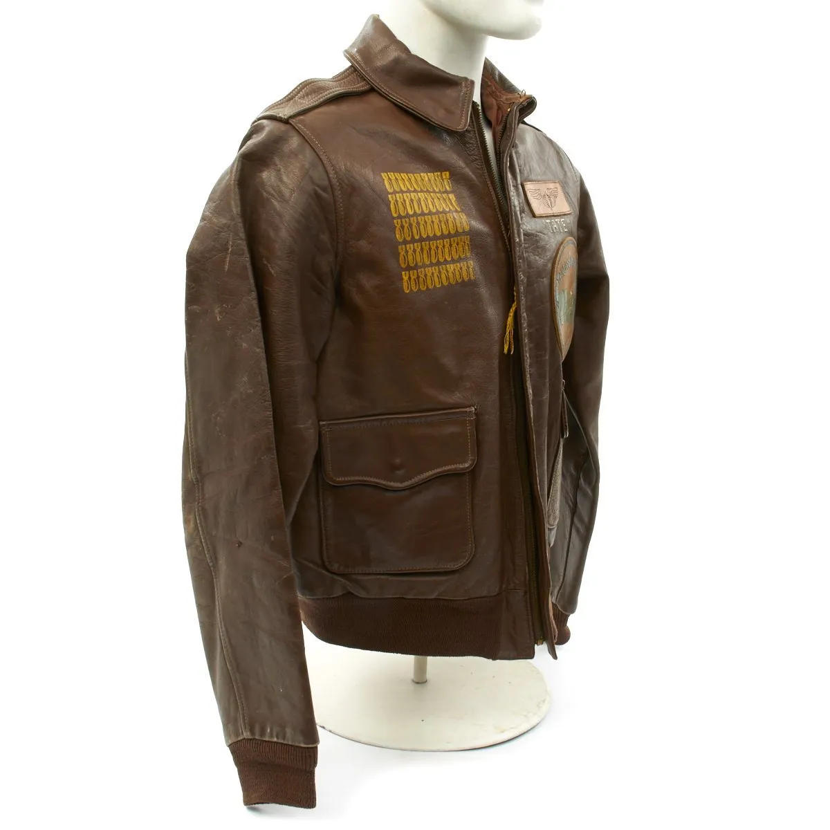 Original U.S. WWII B-24 Liberator 745th Bomb Squadron Lardassaurus Named Bombardier A-2 Flight Jacket