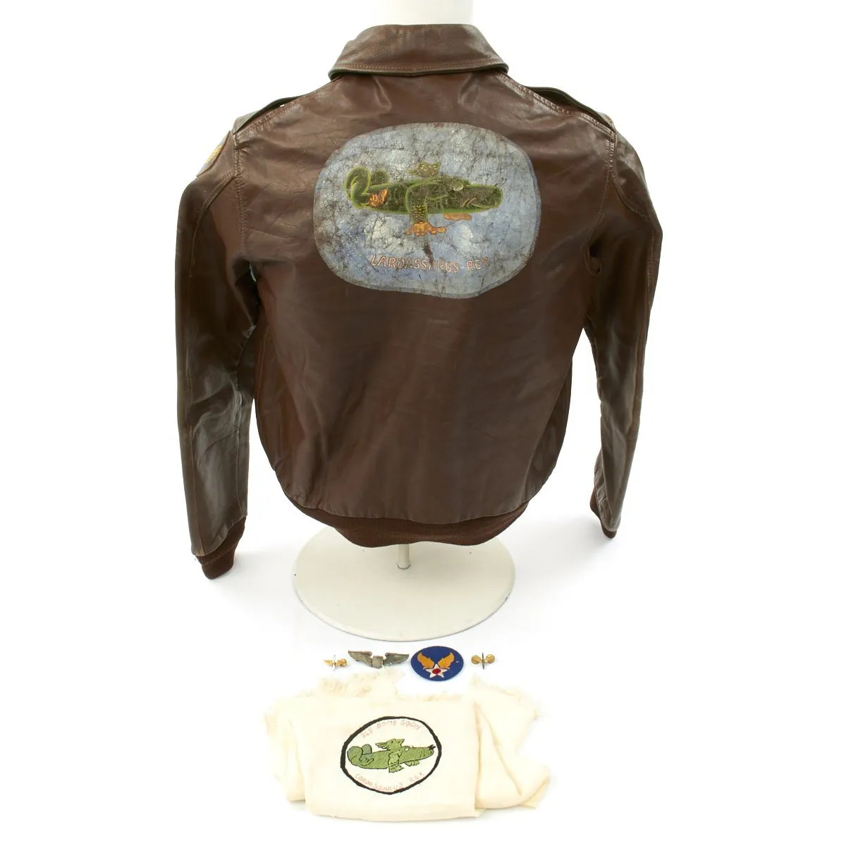 Original U.S. WWII B-24 Liberator 745th Bomb Squadron Lardassaurus Named Bombardier A-2 Flight Jacket