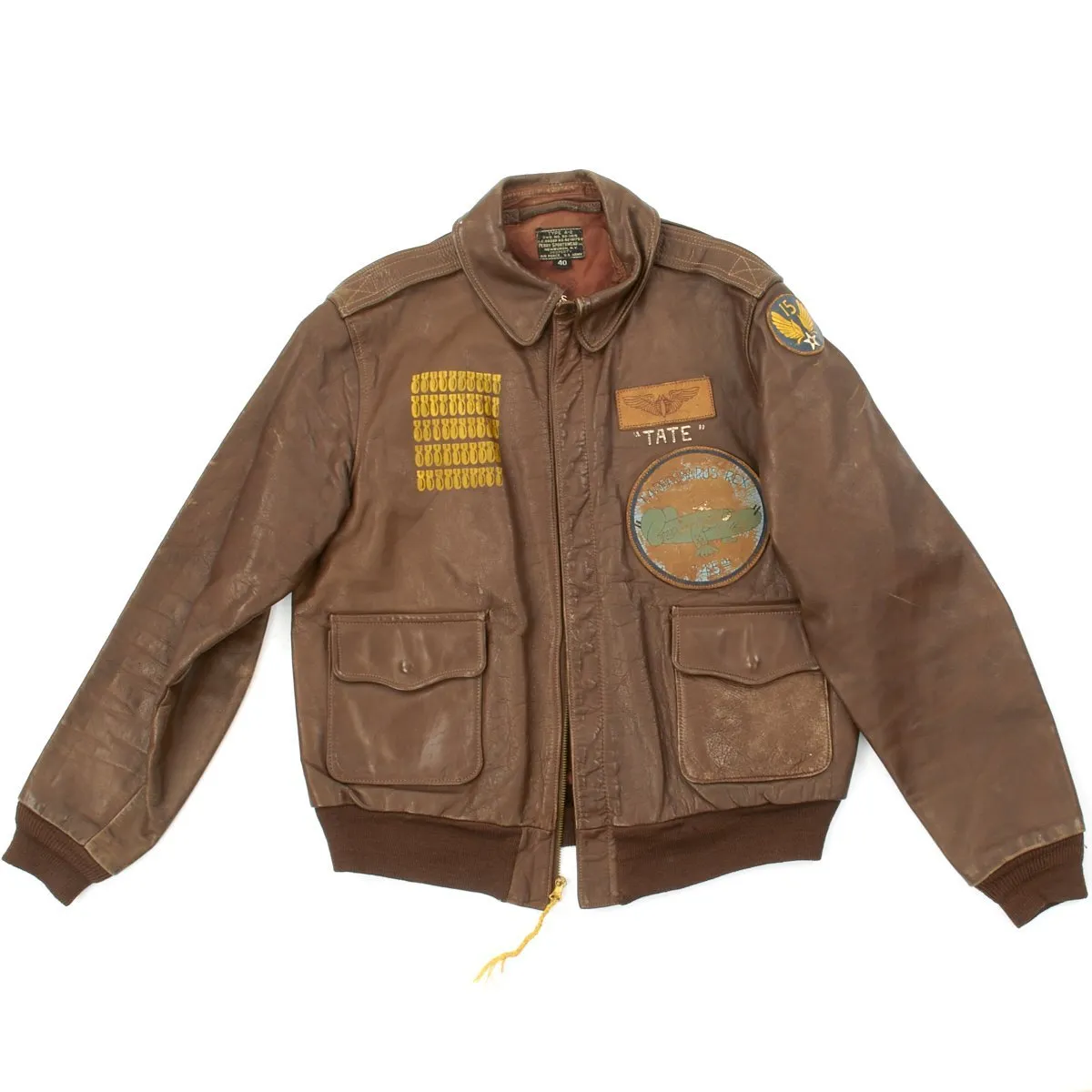 Original U.S. WWII B-24 Liberator 745th Bomb Squadron Lardassaurus Named Bombardier A-2 Flight Jacket