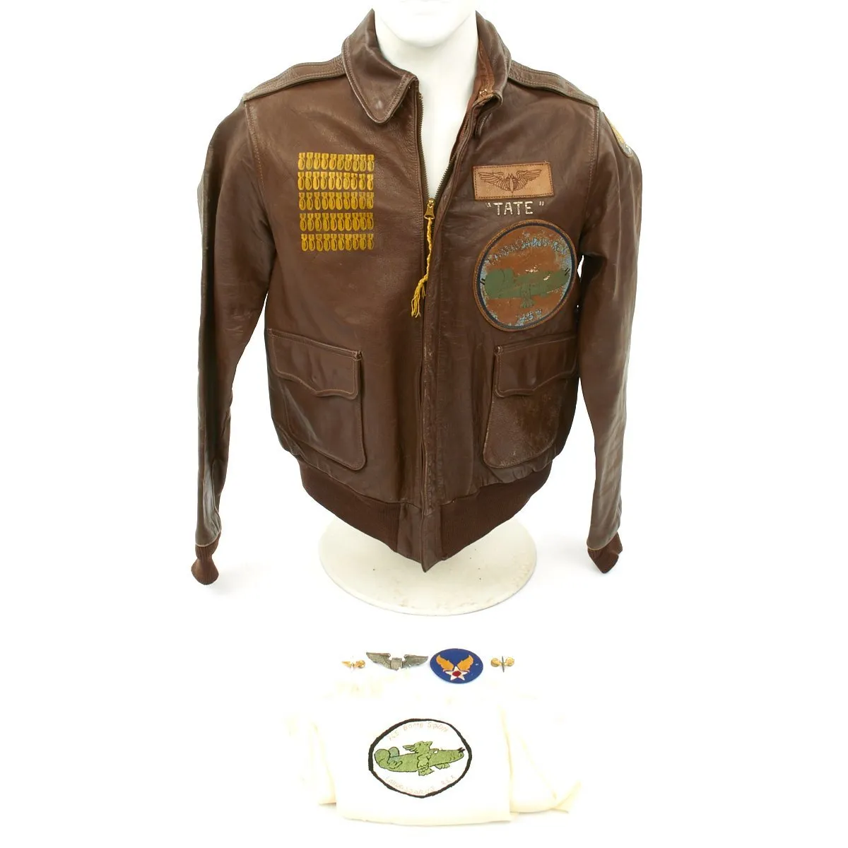 Original U.S. WWII B-24 Liberator 745th Bomb Squadron Lardassaurus Named Bombardier A-2 Flight Jacket