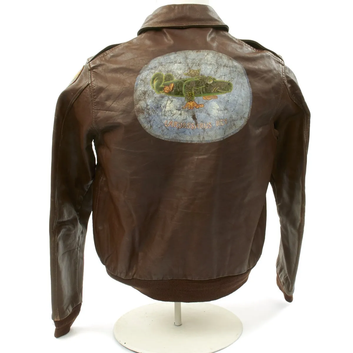 Original U.S. WWII B-24 Liberator 745th Bomb Squadron Lardassaurus Named Bombardier A-2 Flight Jacket