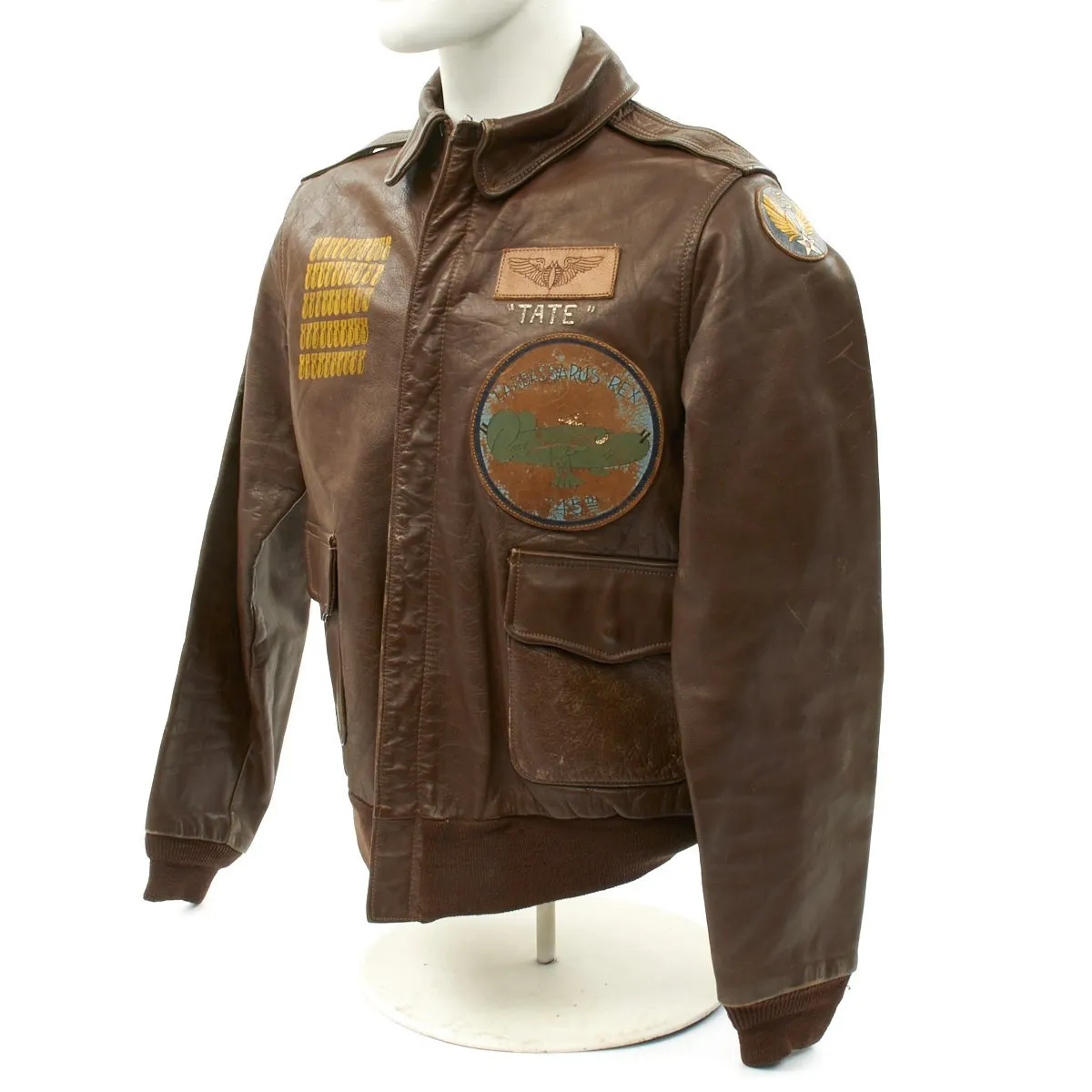 Original U.S. WWII B-24 Liberator 745th Bomb Squadron Lardassaurus Named Bombardier A-2 Flight Jacket