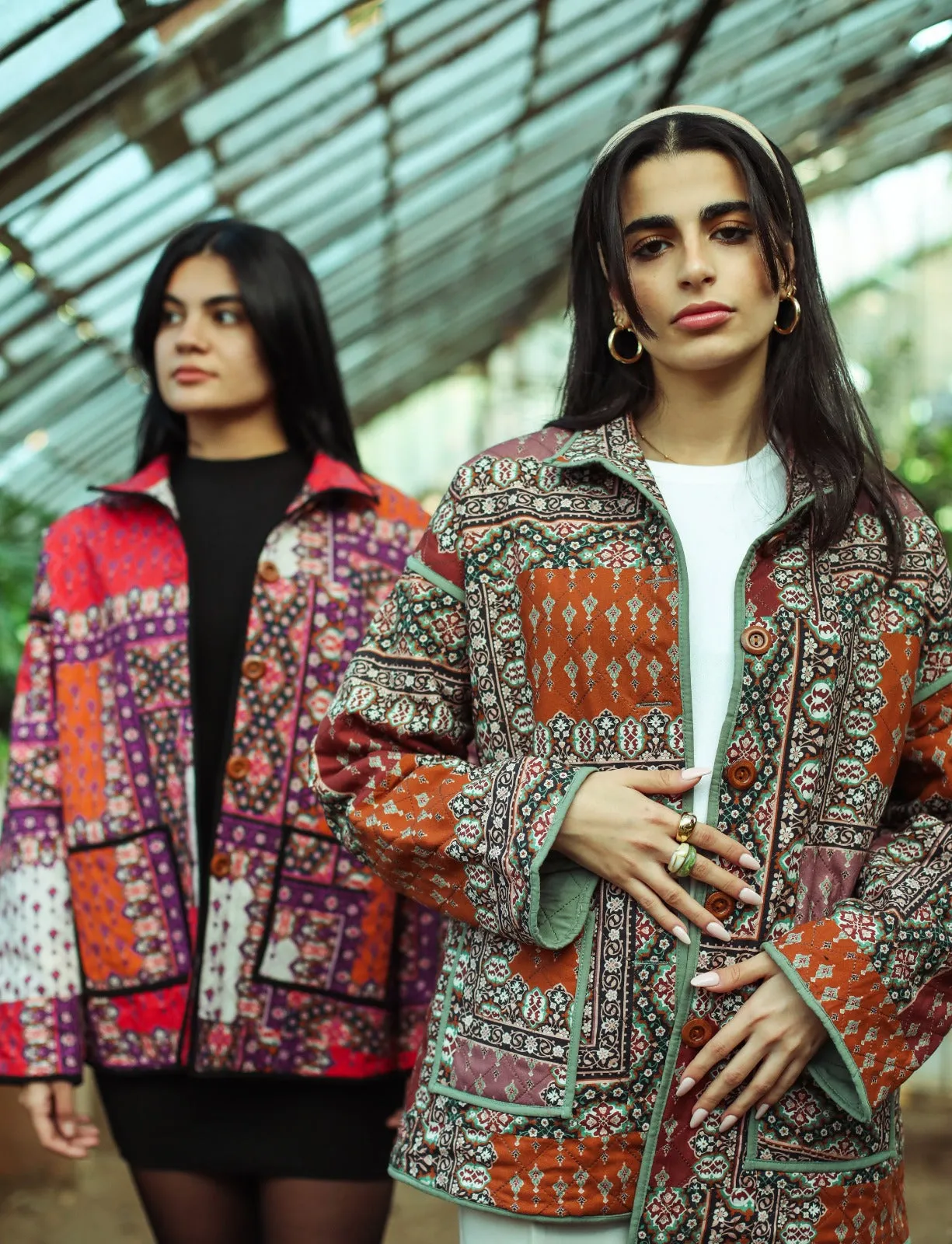 Patchwork Oversized Jacket Brown