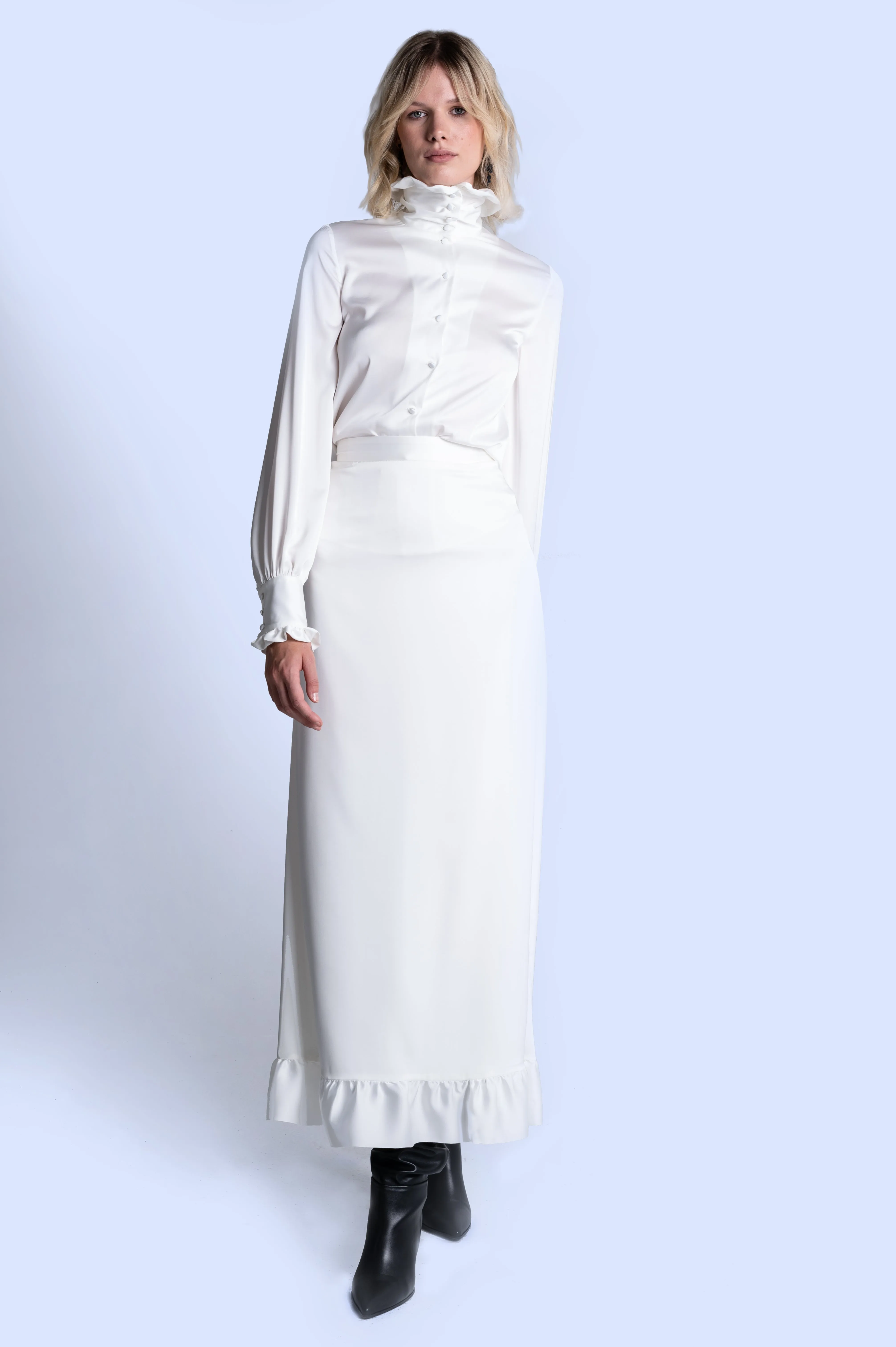PEACE SILK PENCIL SKIRT