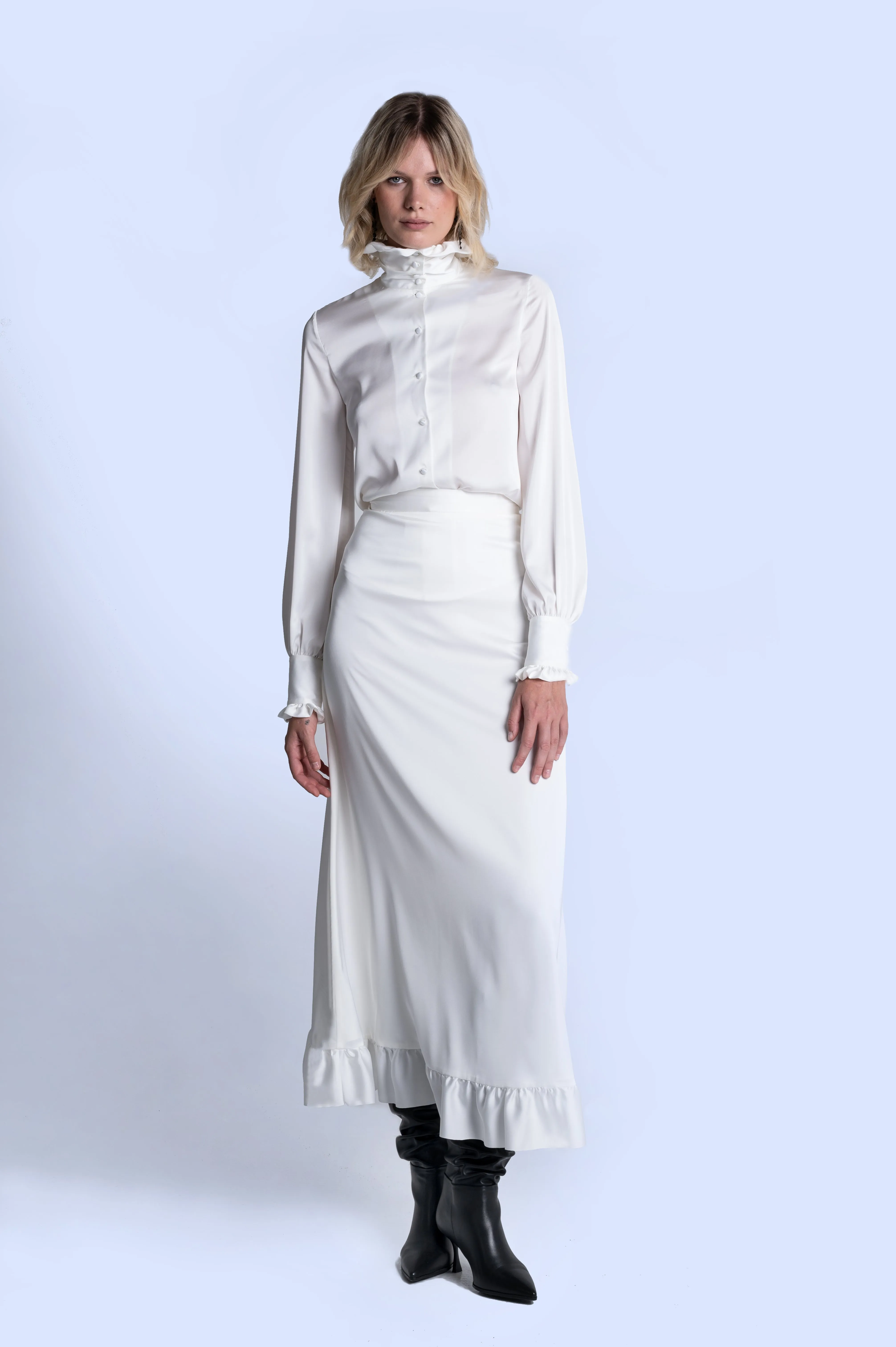 PEACE SILK PENCIL SKIRT