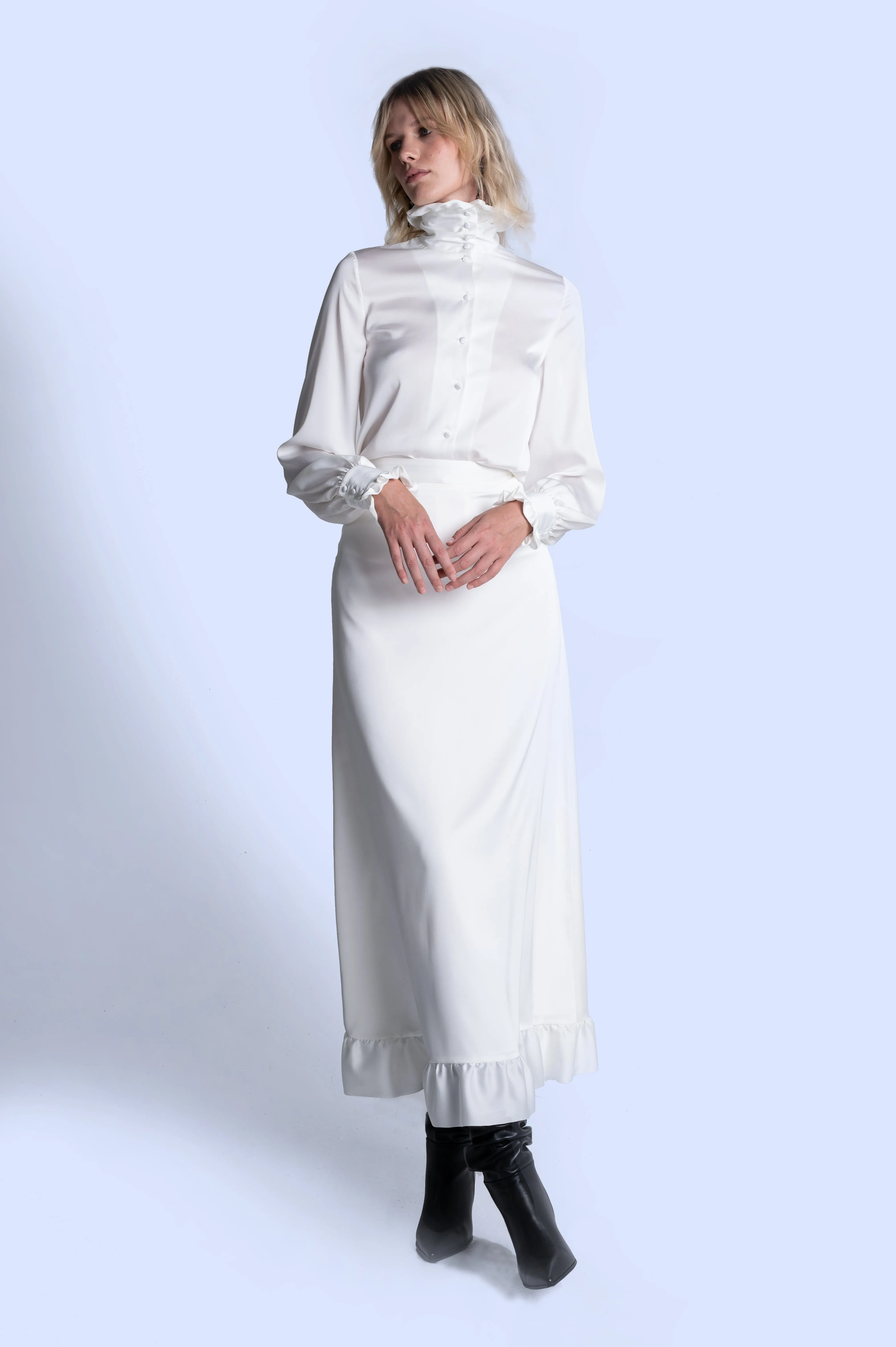 PEACE SILK PENCIL SKIRT