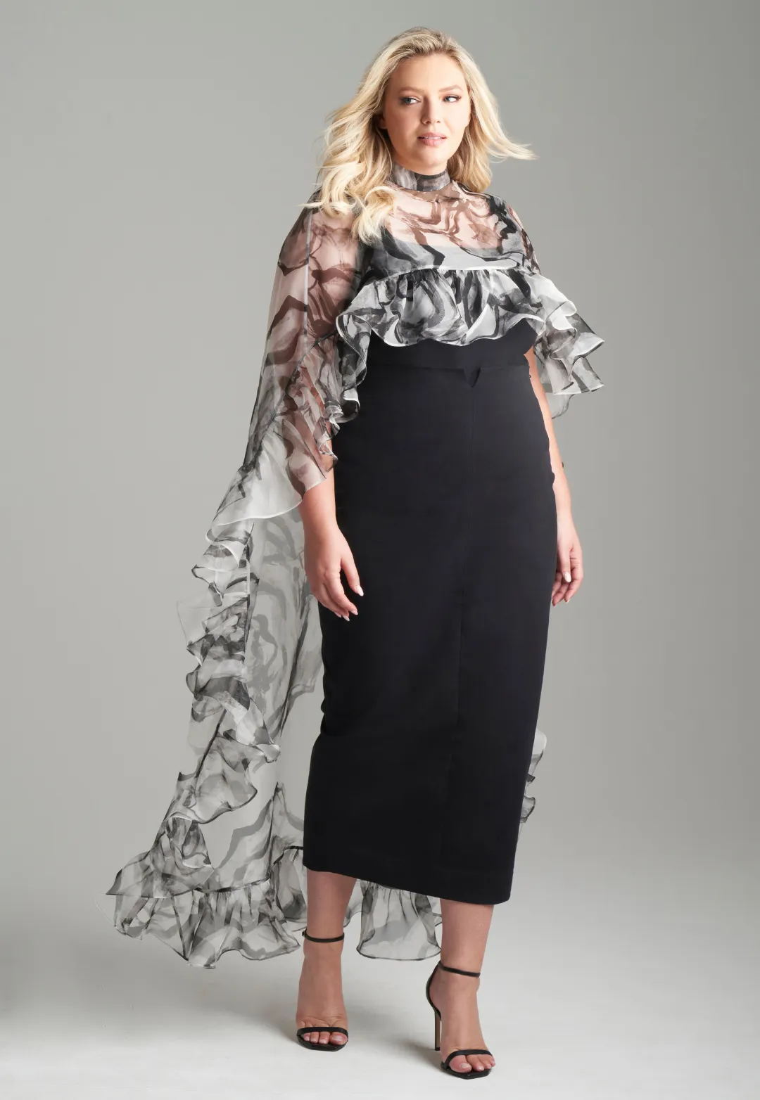 Penelope Italian Stretch Pencil Skirt in Black