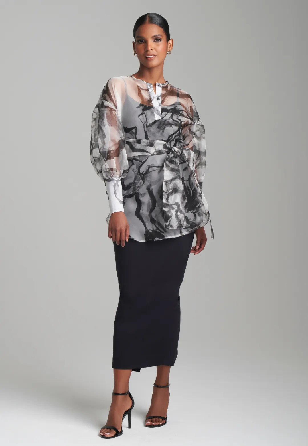 Penelope Italian Stretch Pencil Skirt in Black