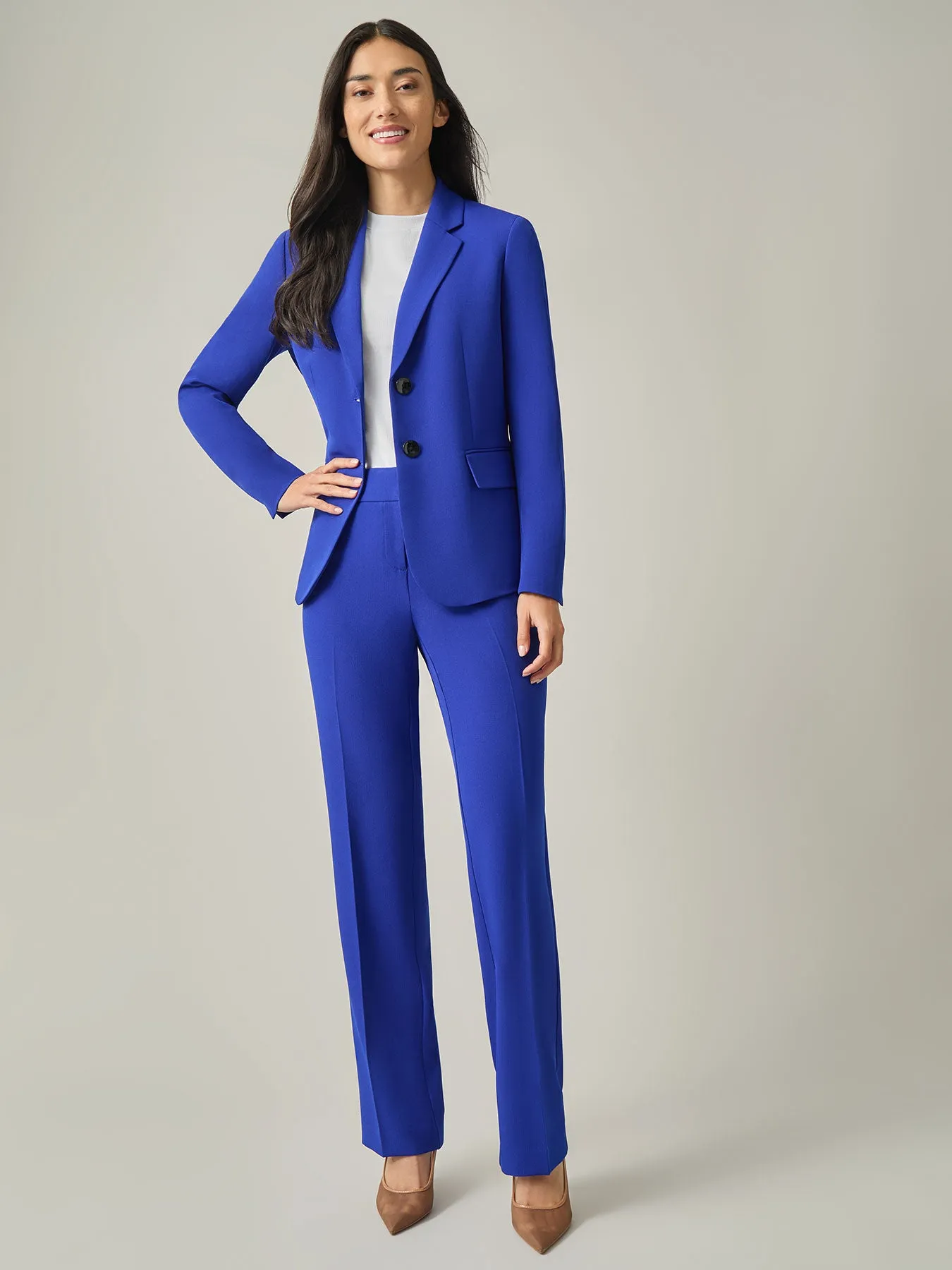 Petite Two-Button Jacket, Iconic Stretch Crepe