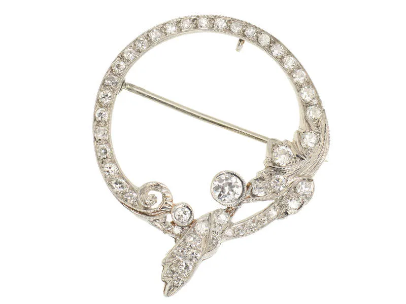 Platinum Diamond Drape Brooch of 1.5 Carats