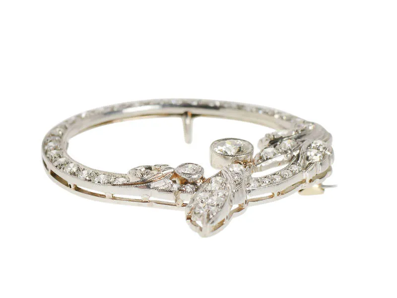 Platinum Diamond Drape Brooch of 1.5 Carats