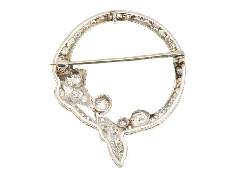 Platinum Diamond Drape Brooch of 1.5 Carats