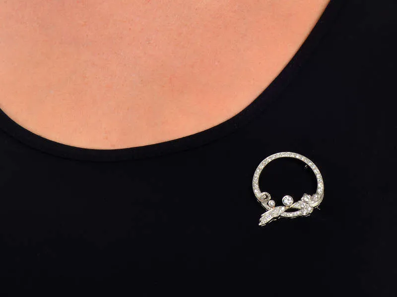 Platinum Diamond Drape Brooch of 1.5 Carats