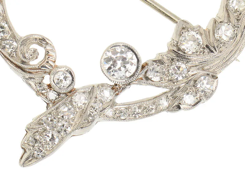 Platinum Diamond Drape Brooch of 1.5 Carats